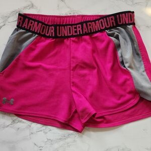 Under Armour Pink and Gray Athletic Shorts Lightweight Moisture-Wicking